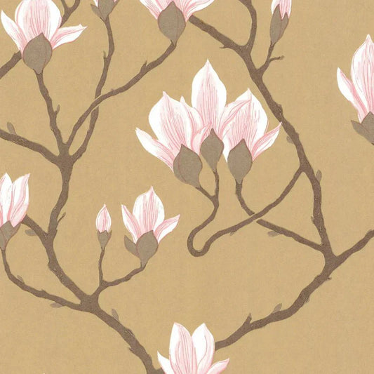 Magnolia Wallpaper - Blush Pink on Metallic Bronze - 72/3008 - Cole & Son - Premier Wallcovering