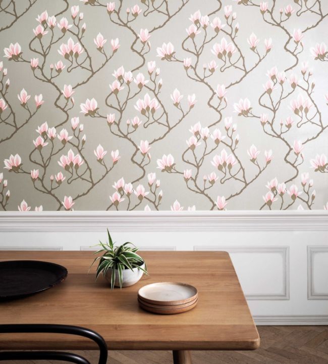 Magnolia Wallpaper - Blush Pink on Metallic Bronze - 72/3008 - Cole & Son - Premier Wallcovering
