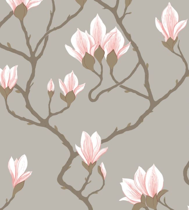 Magnolia Wallpaper - Alabaster on Metallic Silver - 72/3010 - Cole & Son - Premier Wallcovering