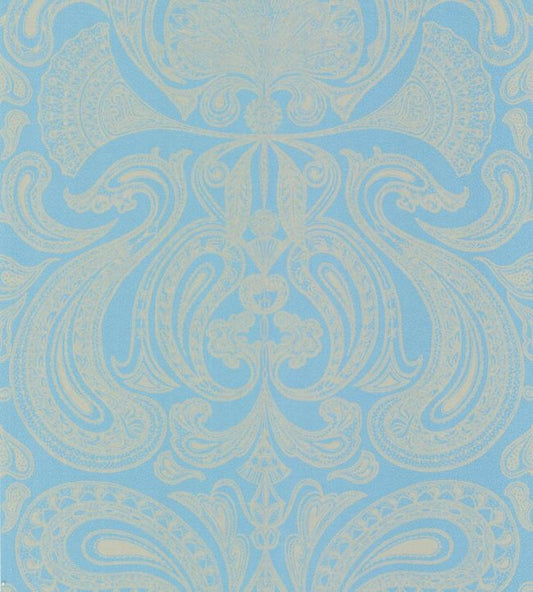 Malabar Wallpaper - Metallic Gilver on Petrol - 66/1001 - Cole & Son - Premier Wallcovering