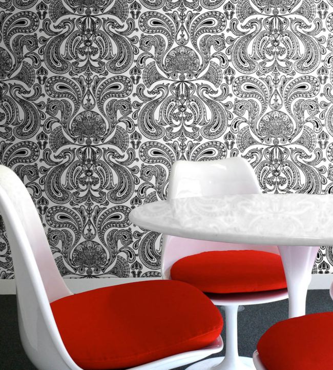 Malabar Wallpaper - Metallic Gilver on Petrol - 66/1001 - Cole & Son - Premier Wallcovering