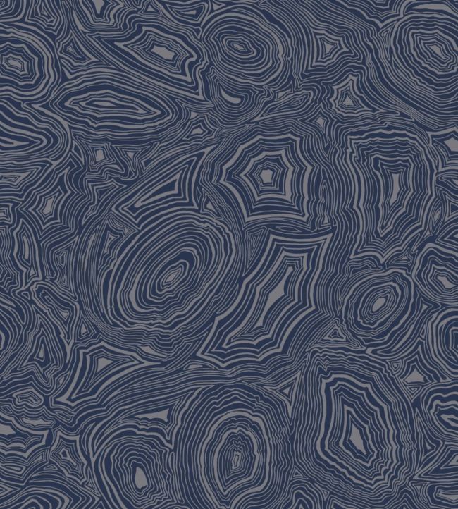 Malachite Wallpaper - Midnight & Metallic Silver - 114/17034 - Cole & Son - Premier Wallcovering