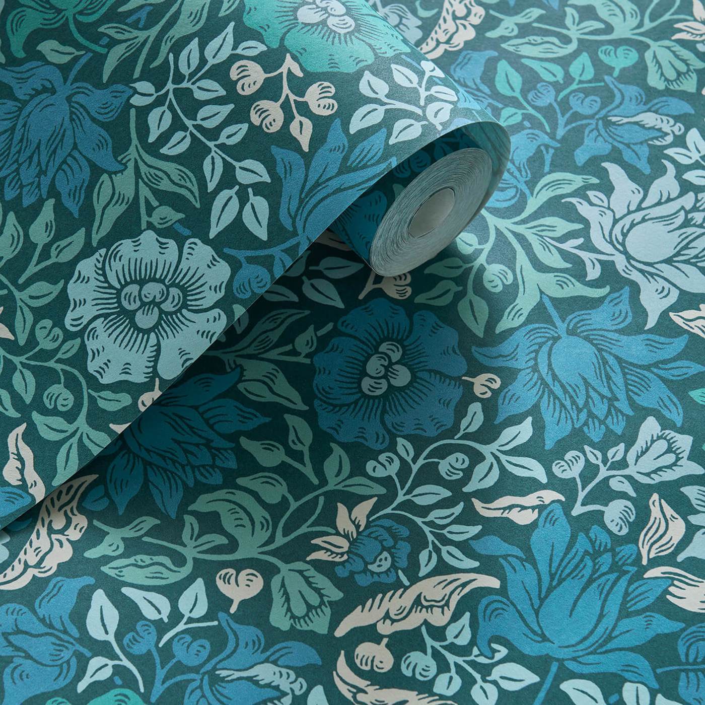 Mallow Wallpaper - Teal - Clarke & Clarke - W0173/02 - Premier Wallcovering