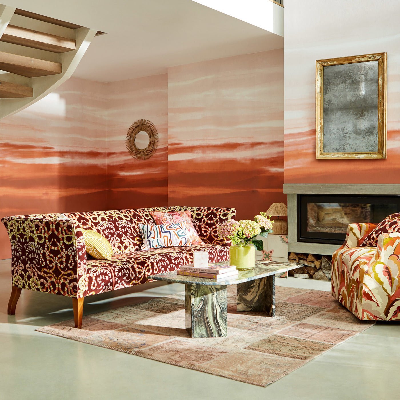 Manzara Wallpaper - Brazilian Rosewood/Bleached Coral - HQN3112918 - Harlequin - Premier Wallcovering