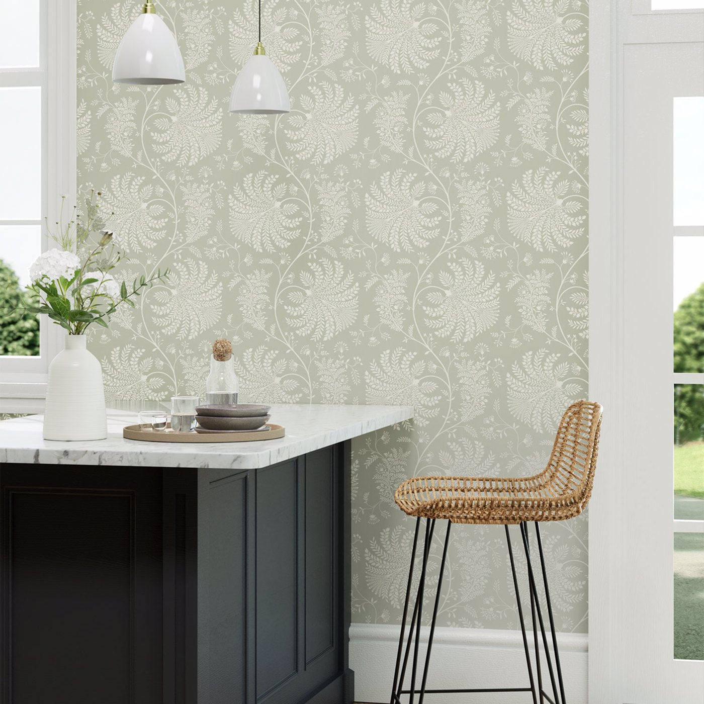 Mapperton Wallpaper - Sage/Cream - Sanderson - DART216341