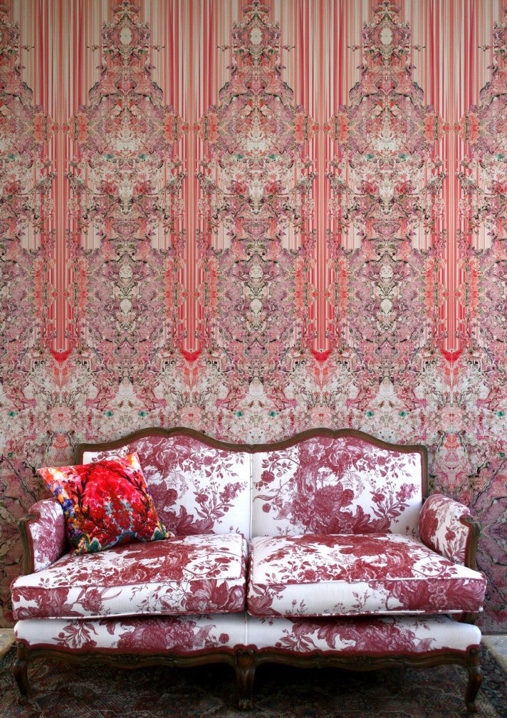 Marble Damask Wallpaper Panels - Red - Timorous Beasties - ROR/MDAM/MICA/03 - Premier Wallcovering