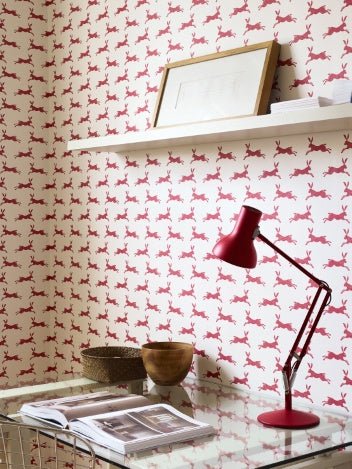 March Hare Wallpaper - Red - J135W - 01 - Jane Churchill