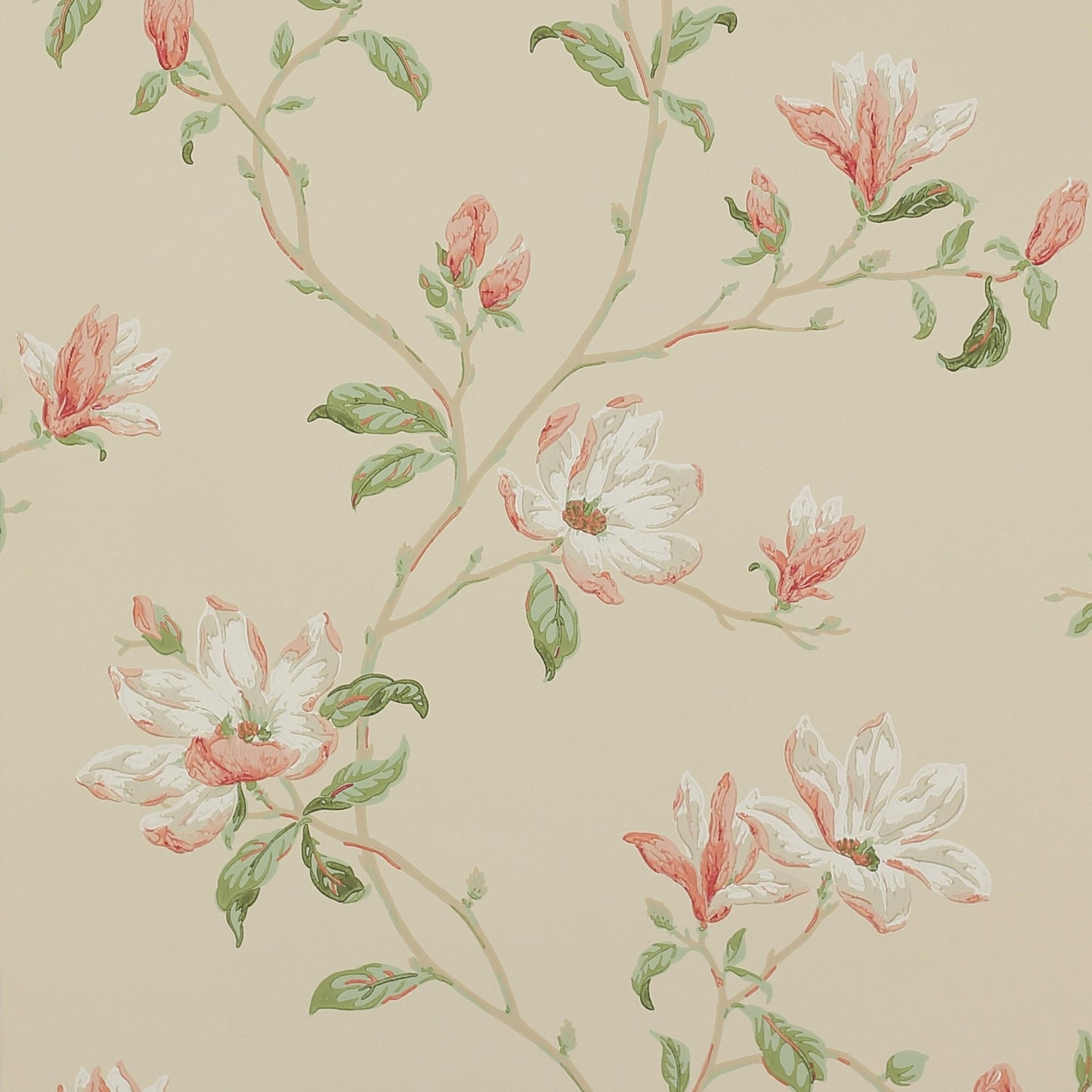 Marchwood Wallpaper - Coral/Sage - Colefax & Fowler - 07976/09