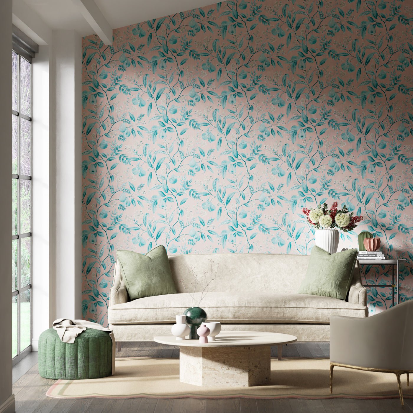 Marie Wallpaper - Rose/ Lagoon - Harlequin - HDHW112910 - Premier Wallcovering