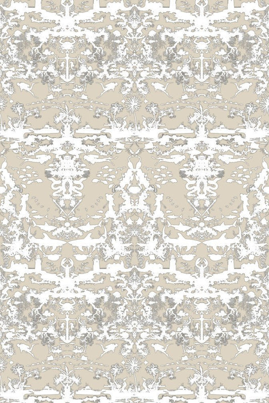 Marine Toile Wallpaper - Taupe - Timorous Beasties - TB/MTOIL/FIB/01 - Premier Wallcovering