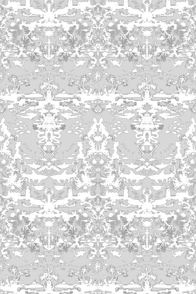 Marine Toile Wallpaper - Grey - Timorous Beasties - TB/MTOIL/FIB/04 - Premier Wallcovering