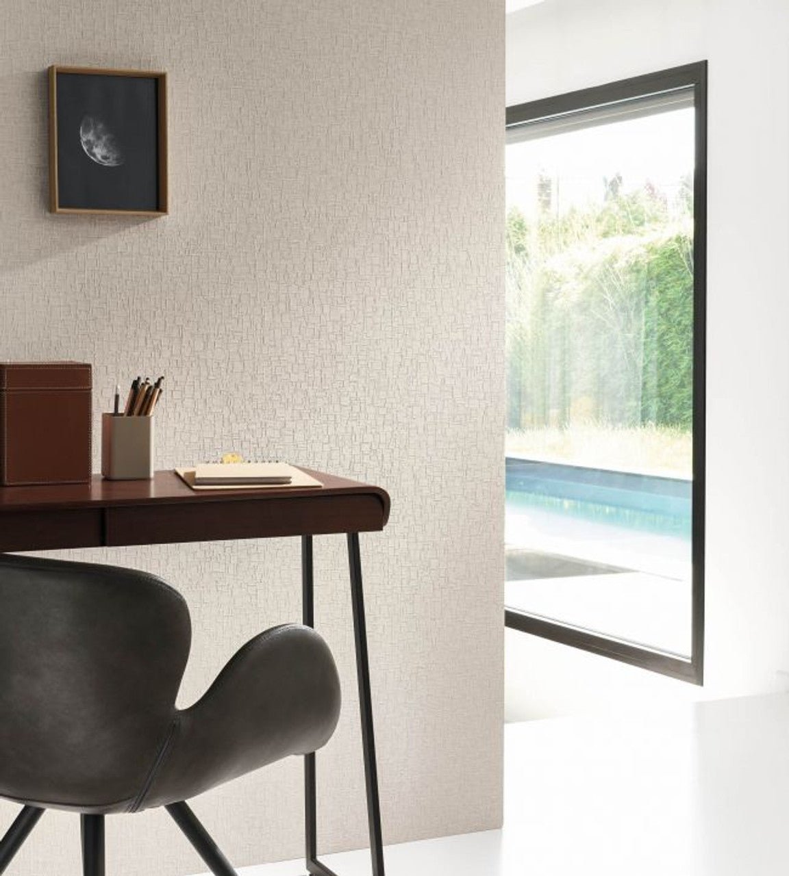 Maroquinerie Leathers Wallpaper - Gris Beton - Casadeco - 87149223 - Premier Wallcovering