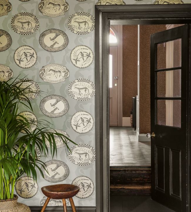 Matrinah Wallpaper - Metallic Gold & Charcoal on Old Olive - 109/4021 - Cole & Son - Premier Wallcovering