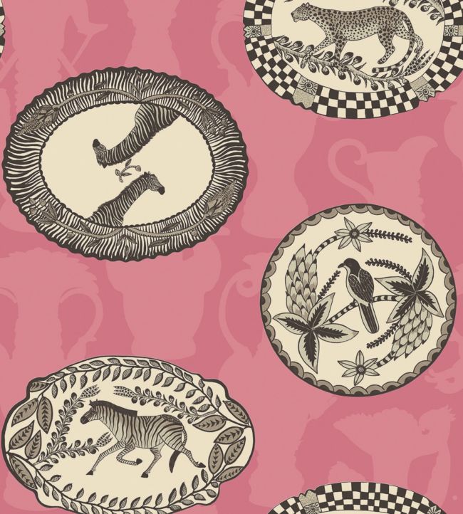 Matrinah Wallpaper - Soot & Snow on Fuchsia - 109/4023 - Cole & Son - Premier Wallcovering