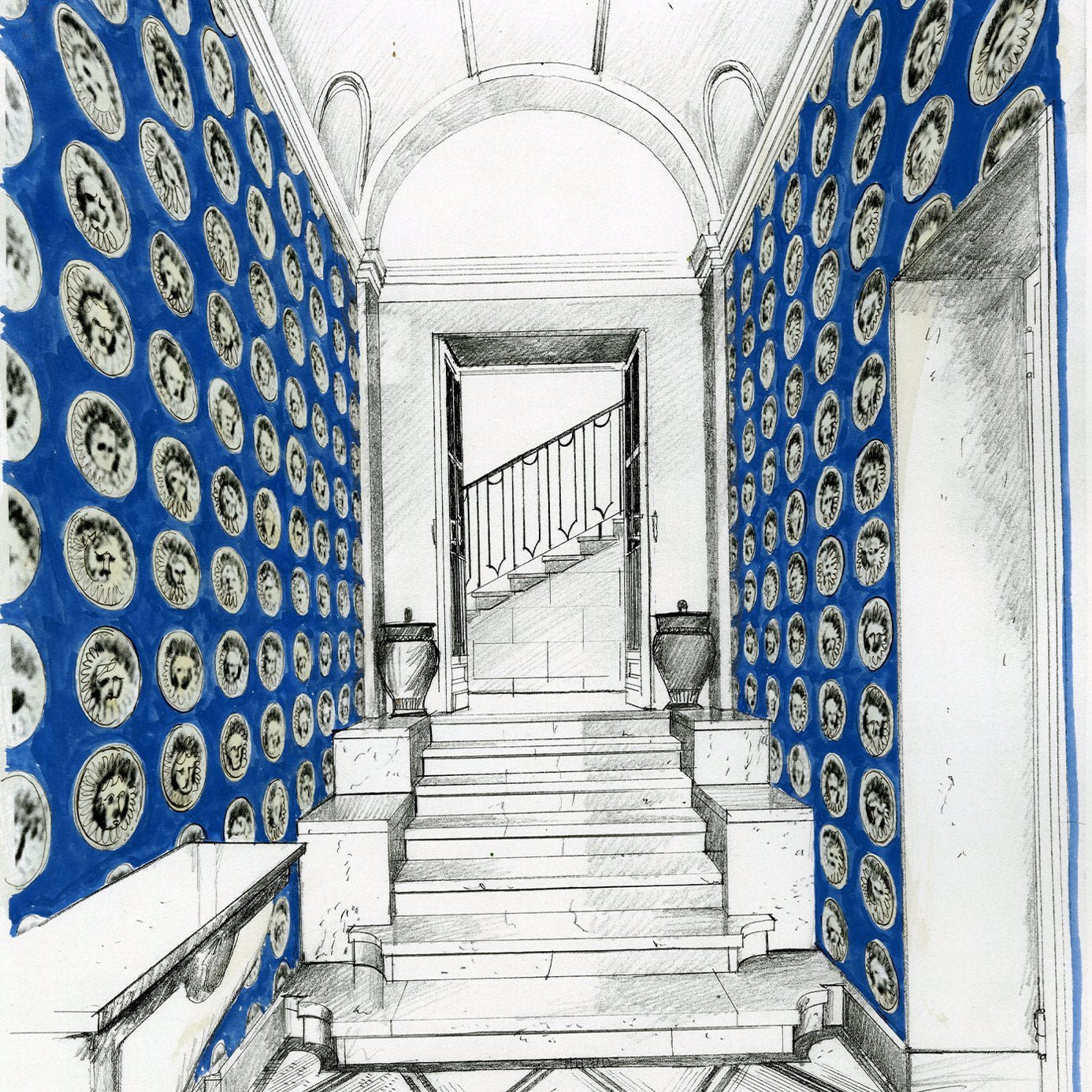 Medallion Wallpaper - Lazuli/Nickle - ZPLW312975 - Zoffany