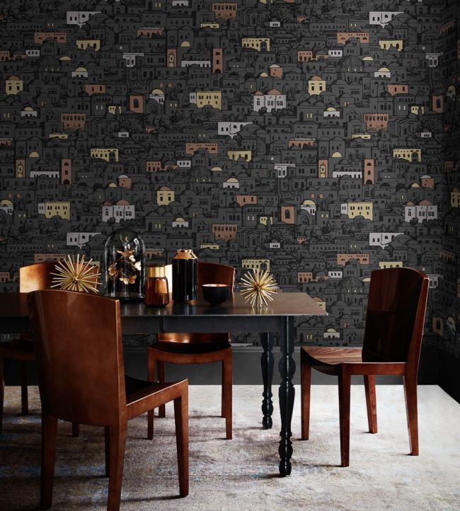 Mediterranea Wallpaper - Charcoal & Metallics - 114/7014 - Cole & Son - Premier Wallcovering