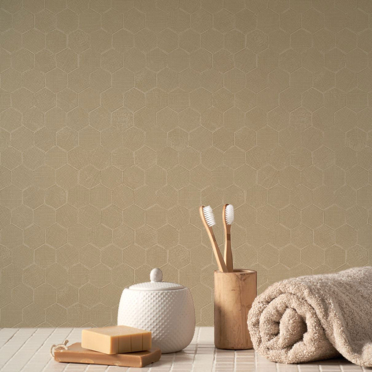 Meli Solaris Wallpaper - Camel - Casadeco - 201911860 - Premier Wallcovering