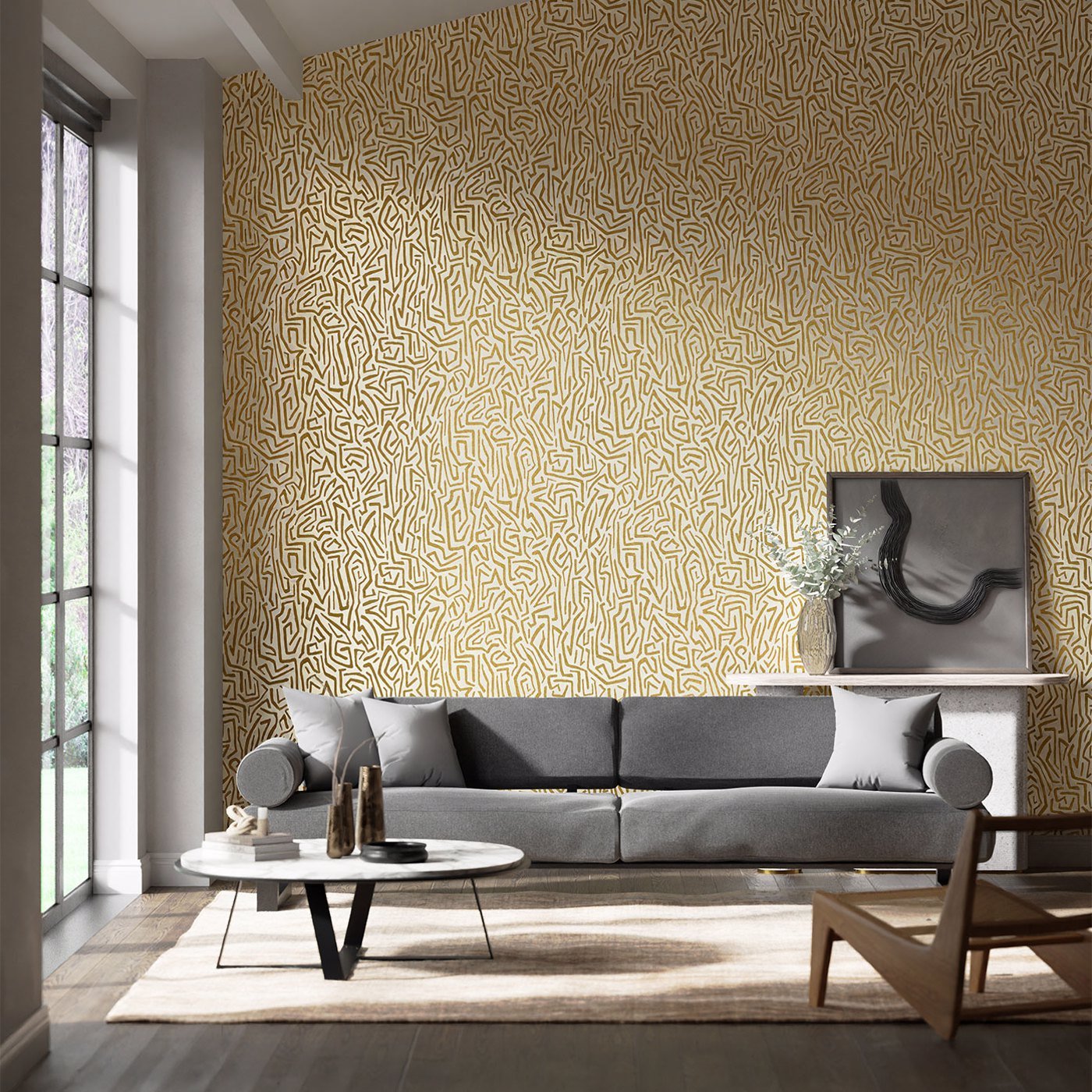 Melodic Wallpaper - Gold/Paper Lantern - Harlequin - HQN2112830 - Premier Wallcovering