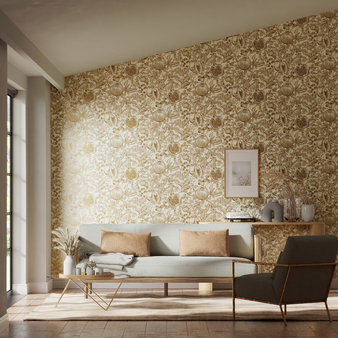 Melograno Wallpaper - Gold/Awakening - HQN3112925 - Harlequin - Premier Wallcovering