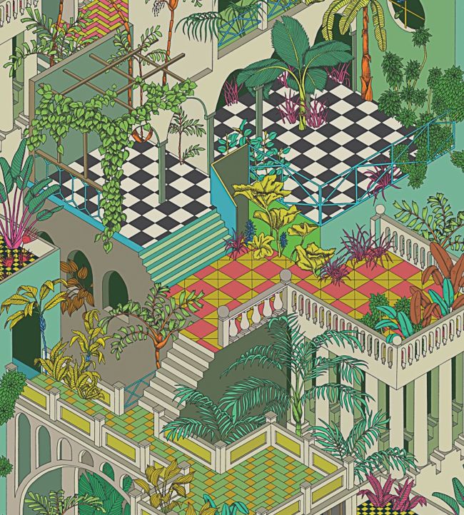 Miami Wallpaper - Olive Green Multi - 105/4017 - Cole & Son - Premier Wallcovering