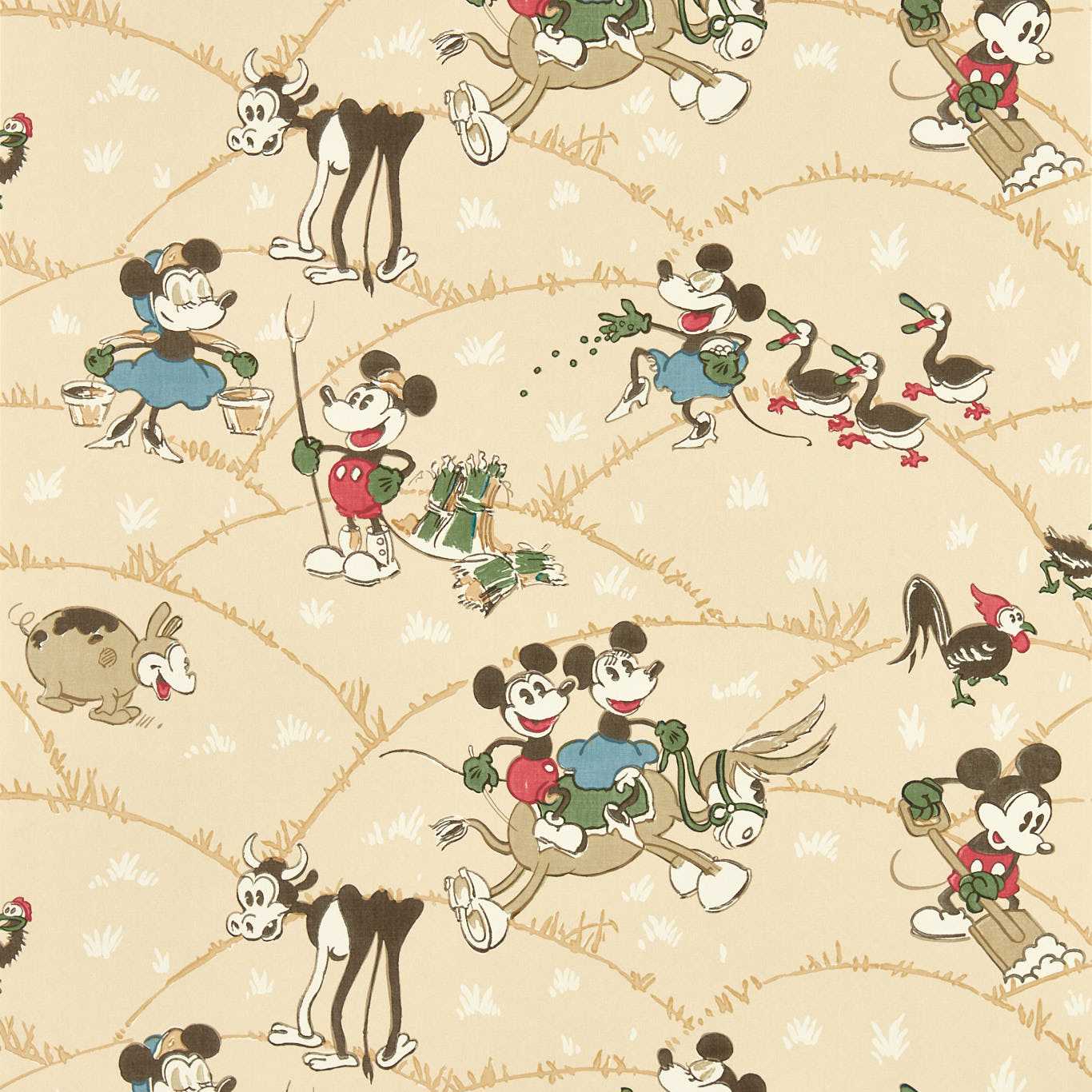 Mickey At The Farm Wallpaper - Butterscotch - DDIW217267 - Sanderson