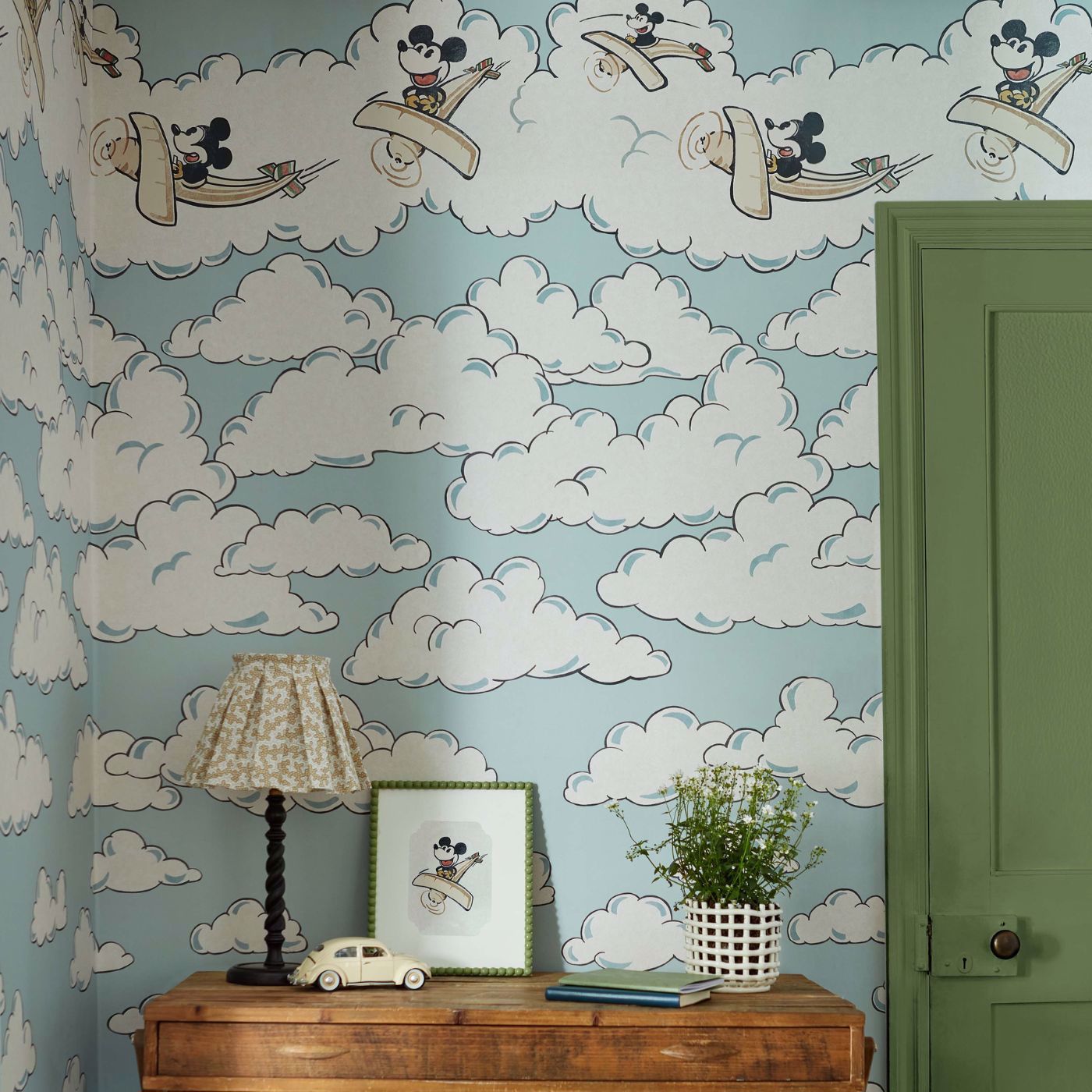 Mickey In The Clouds Wallpaper - Sea Salt - DDIW217292 - Sanderson