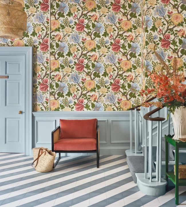 Midsummer Bloom Wallpaper - Chartreuse, Rouge & Leaf Green on Parchment - 116/4013 - Cole & Son - Premier Wallcovering