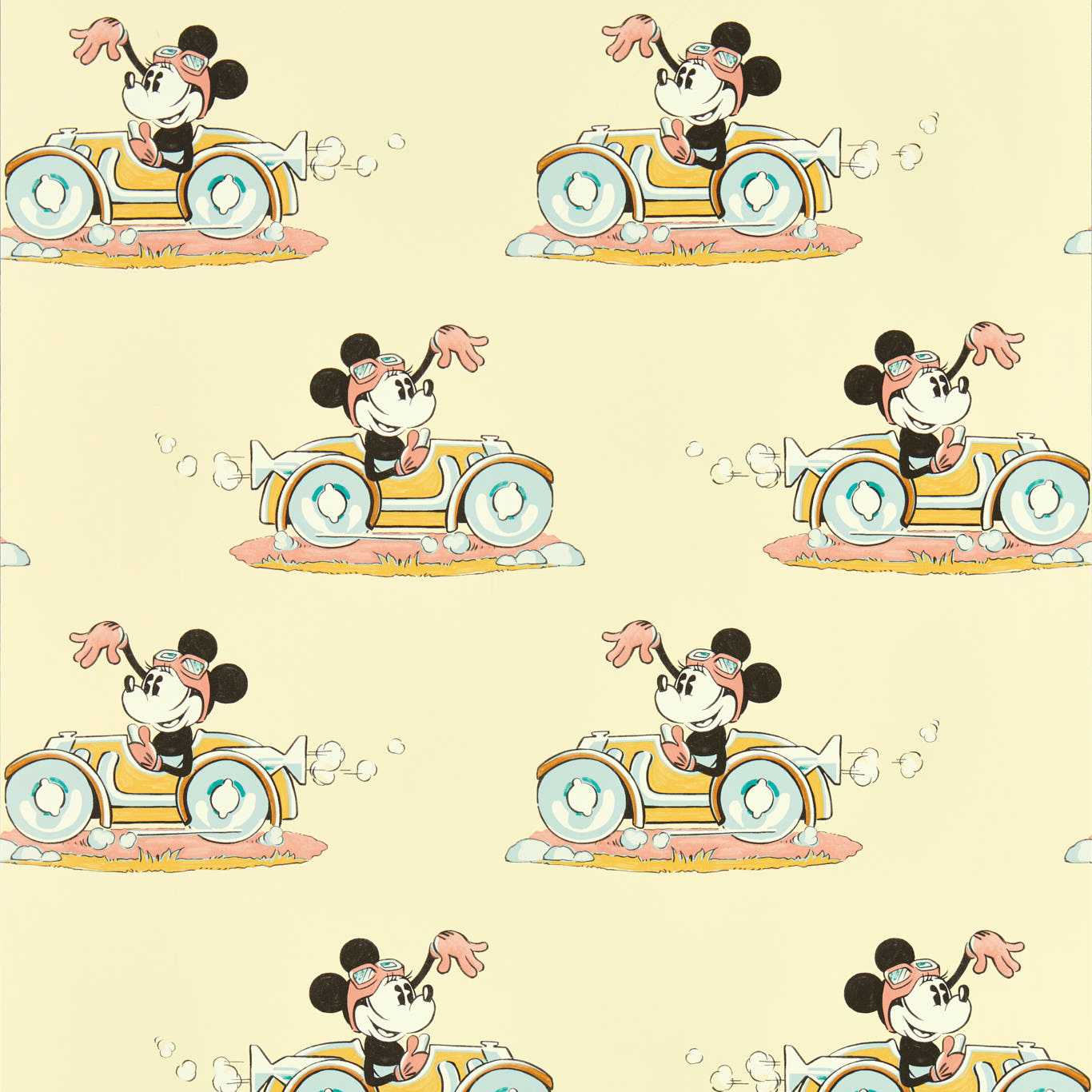 Minnie On The Move Wallpaper - Sherbet - DDIW217269 - Sanderson