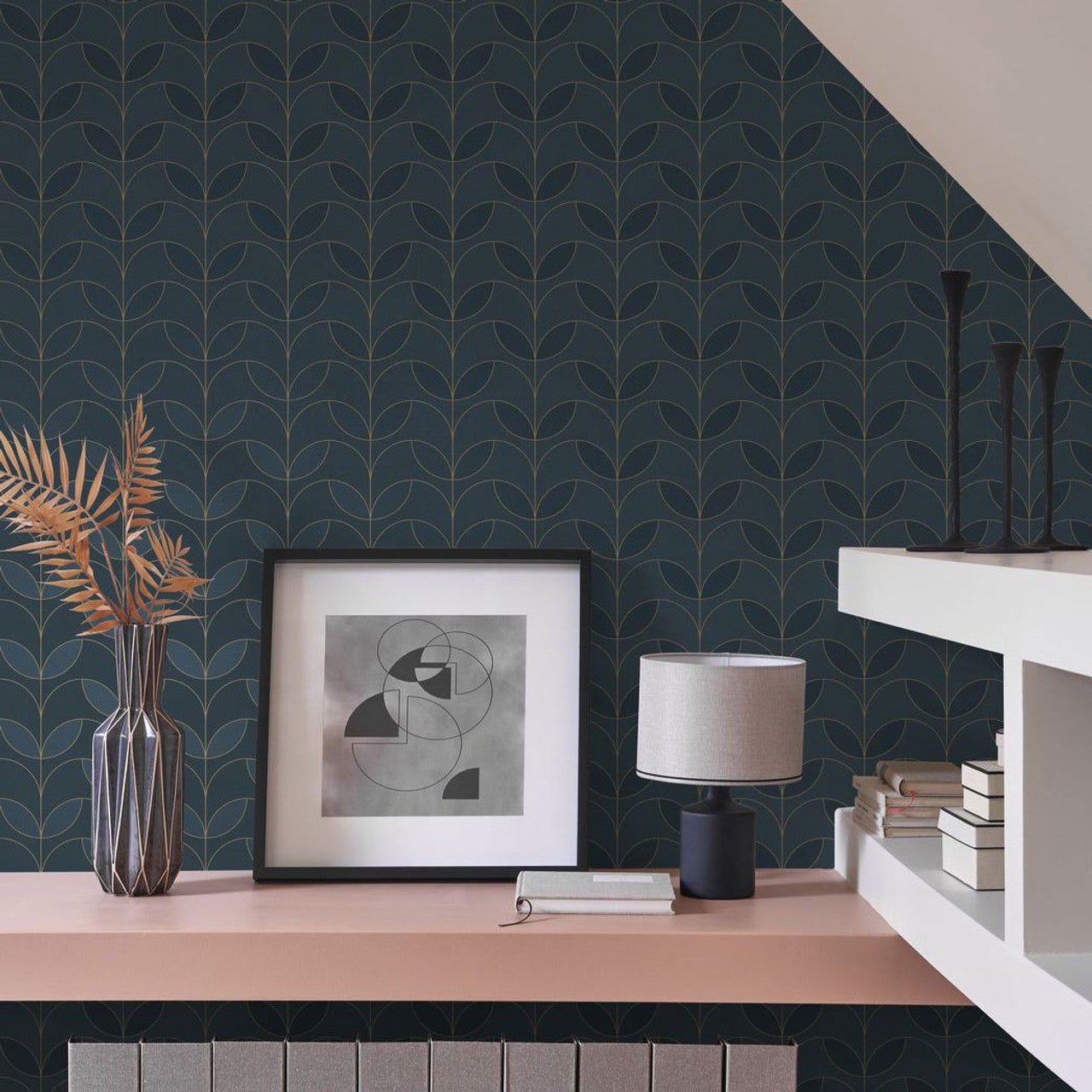Mistinguett Annees Folles Wallpaper - Bleu Petrole - Casadeco - 201026793 - Premier Wallcovering