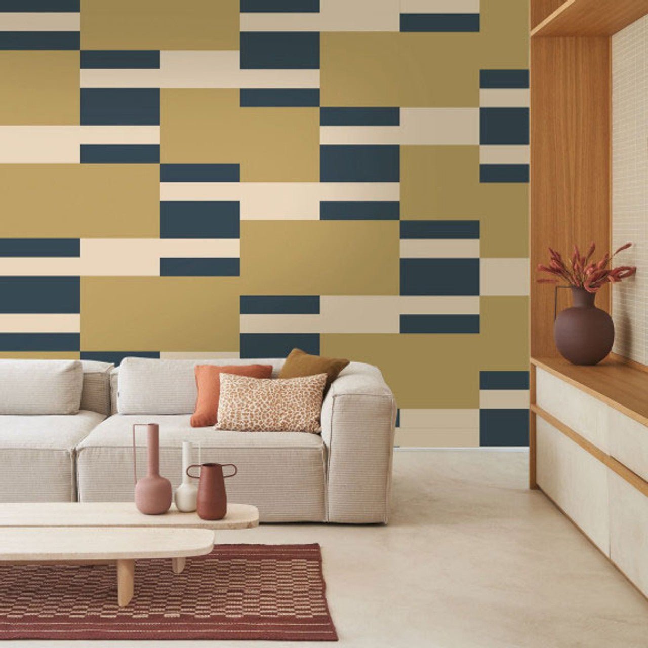 Mix Game Color Game Wallpaper - Olive - Casadeco - 200667447 - Premier Wallcovering