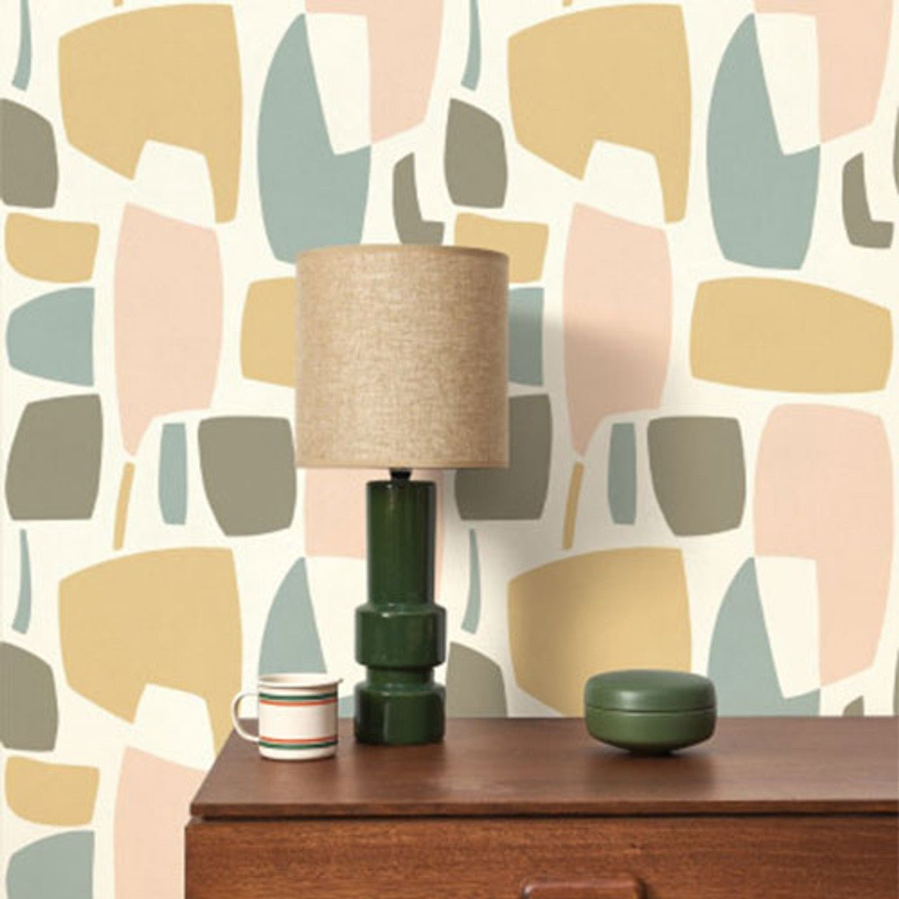 Module Milano Sixties Wallpaper - Miel And Kaki - Casadeco - 89382303 - Premier Wallcovering