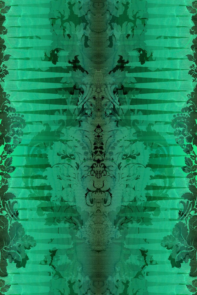 Moire Damask Foil Wallpaper - Oz Green - Timorous Beasties - FOIL/MDAM/BLU/02 - Premier Wallcovering