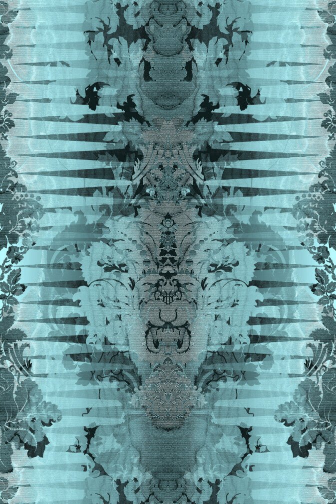 Moire Damask Foil Wallpaper - Gunmetal Blue - Timorous Beasties - FOIL/MDAM/BLU/03 - Premier Wallcovering