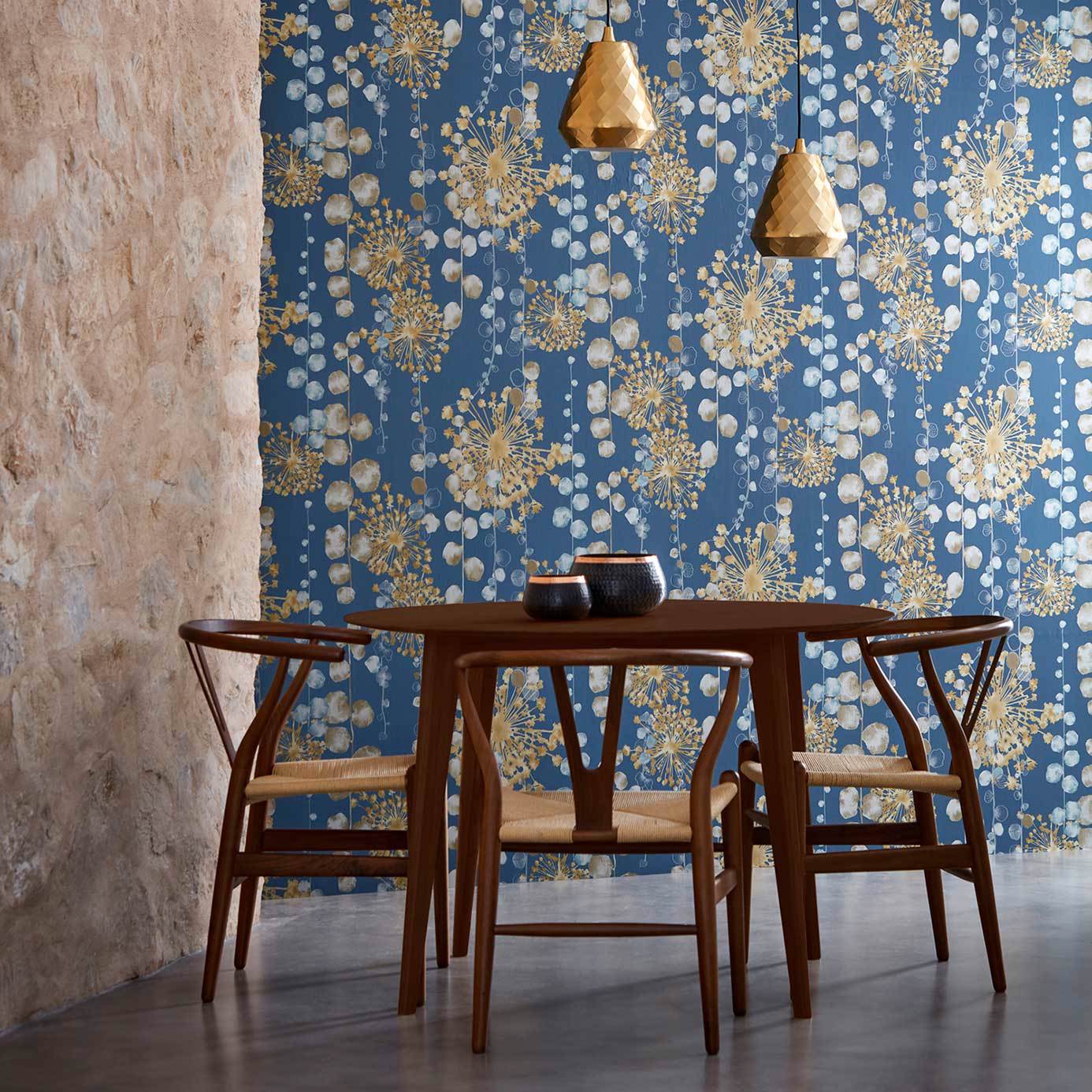Moku Wallpaper - Indigo/Pebble - Harlequin - HANZ111651 - Premier Wallcovering