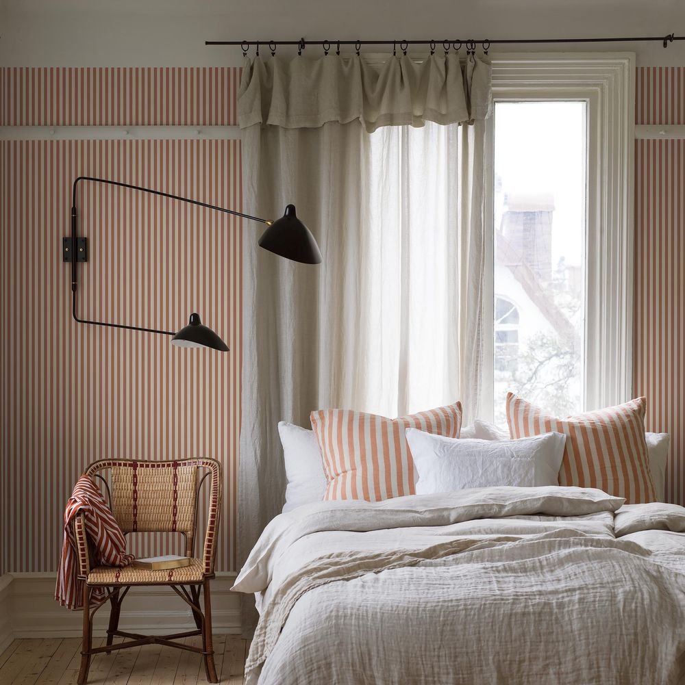 Molle Stripe Wallpaper - Red - Boråstapeter - 5736 - Premier Wallcovering