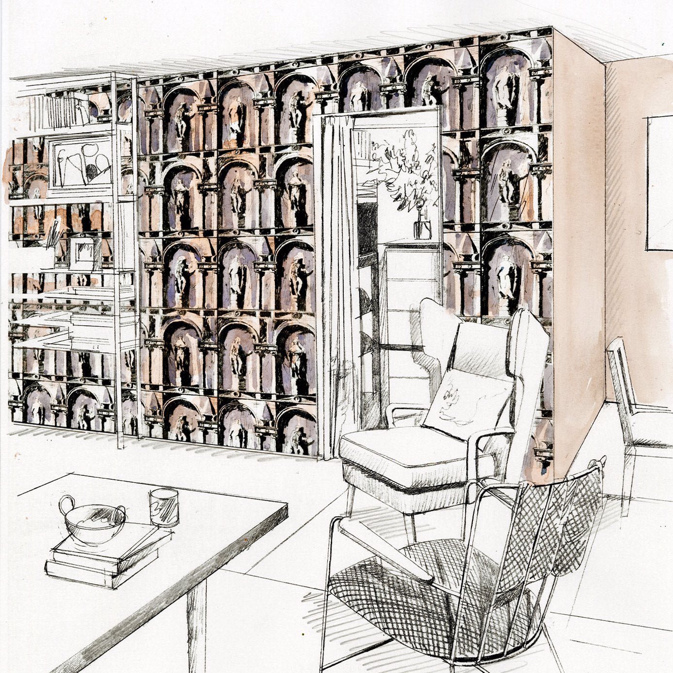 Montacute Wallpaper - Platinum Grey/Ink - ZPLW312966 - Zoffany