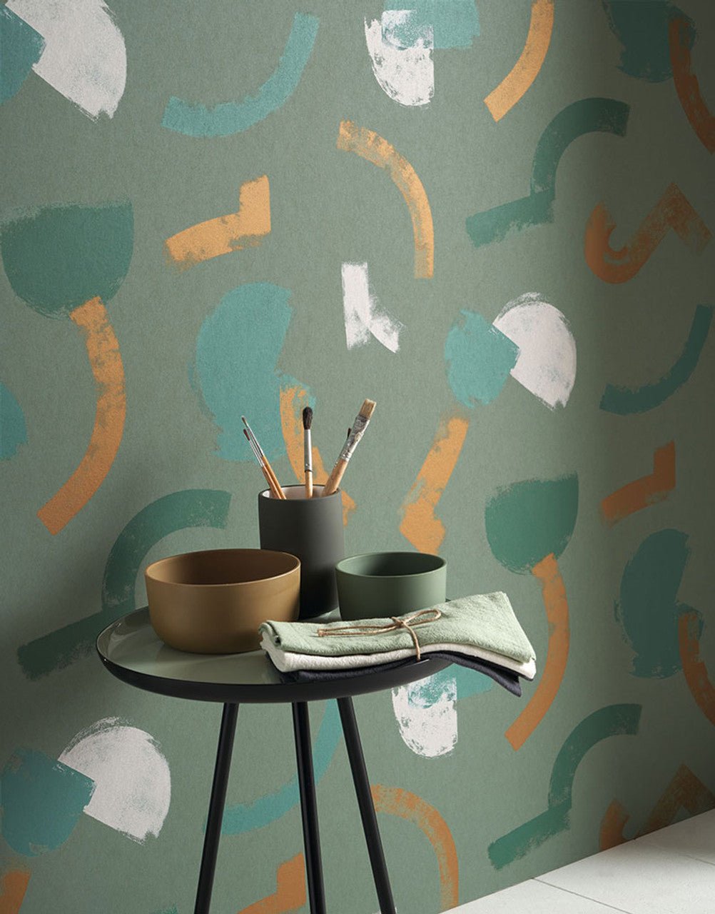 Mouvement Gallery Wallpaper - Vert - Casadeco - 86137423 - Premier Wallcovering