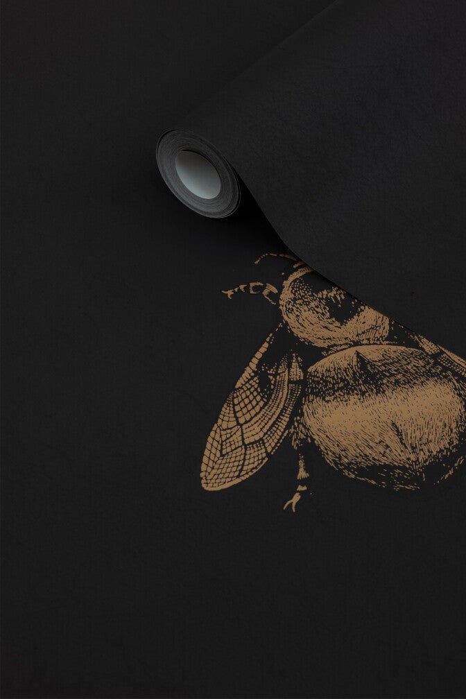 Napoleon Bee Wallpaper - Black & Gold on Black - Timorous Beasties - TB/NAP/4007/SNW - Premier Wallcovering