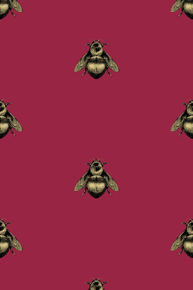 Napoleon Bee Wallpaper - Black & Gold on Red - Timorous Beasties - TB/NAP/4005/SNW - Premier Wallcovering