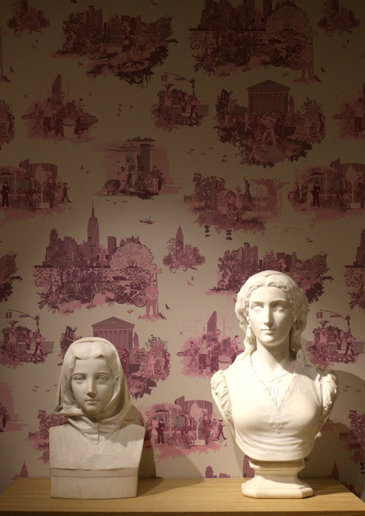 New York Toile Wallpaper - Pink - Timorous Beasties - TB/NYTOIL/MICA/01 - Premier Wallcovering