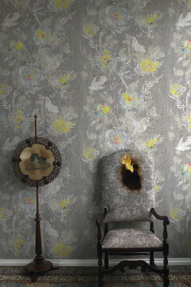 Nightingale Cork Wallpaper - Beige Grey - Timorous Beasties - DWN/NTGL/WSCF/01 - Premier Wallcovering