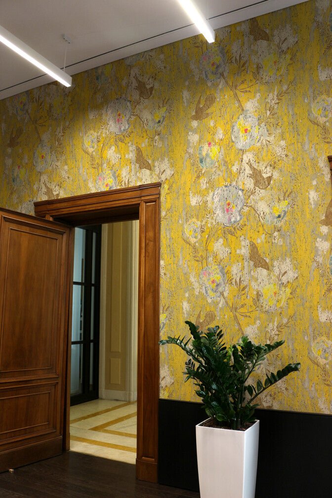 Nightingale Cork Wallpaper - Mustard - Timorous Beasties - DWN/NTGL/WSCF/03 - Premier Wallcovering
