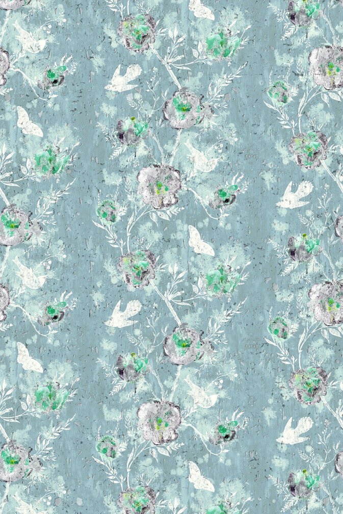 Nightingale Cork Wallpaper - Pale Blue - Timorous Beasties - DWN/NTGL/WSCF/02 - Premier Wallcovering
