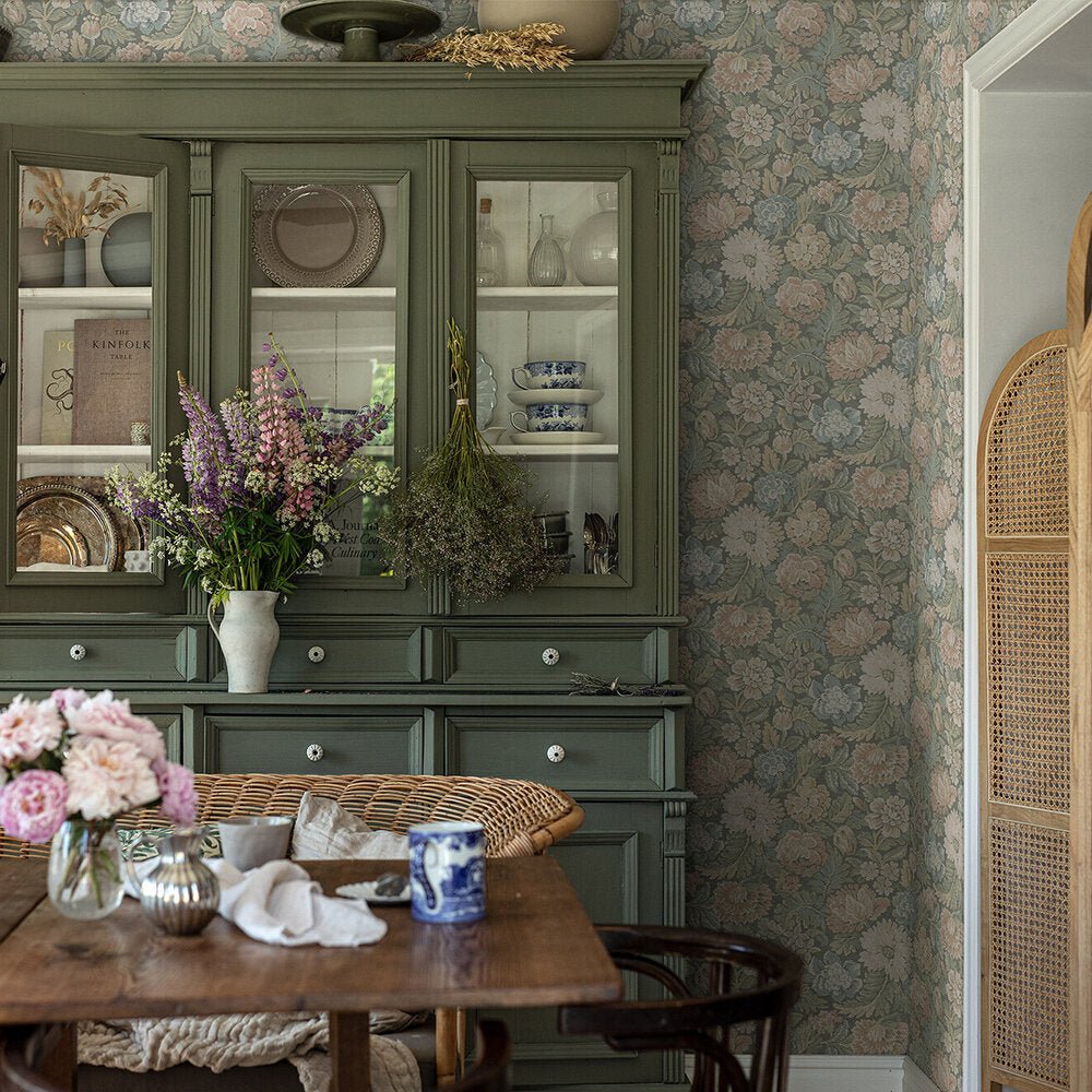 Nightingale Garden Wallpaper - Green - Grey - Boråstapeter - 3562 - Premier Wallcovering