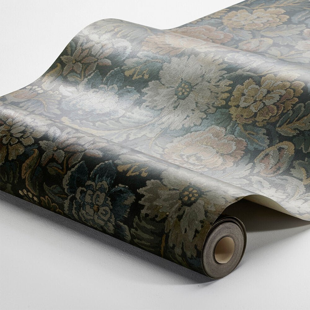 Nightingale Garden Wallpaper - Charcoal - Green / Pink - Boråstapeter - 3561 - Premier Wallcovering