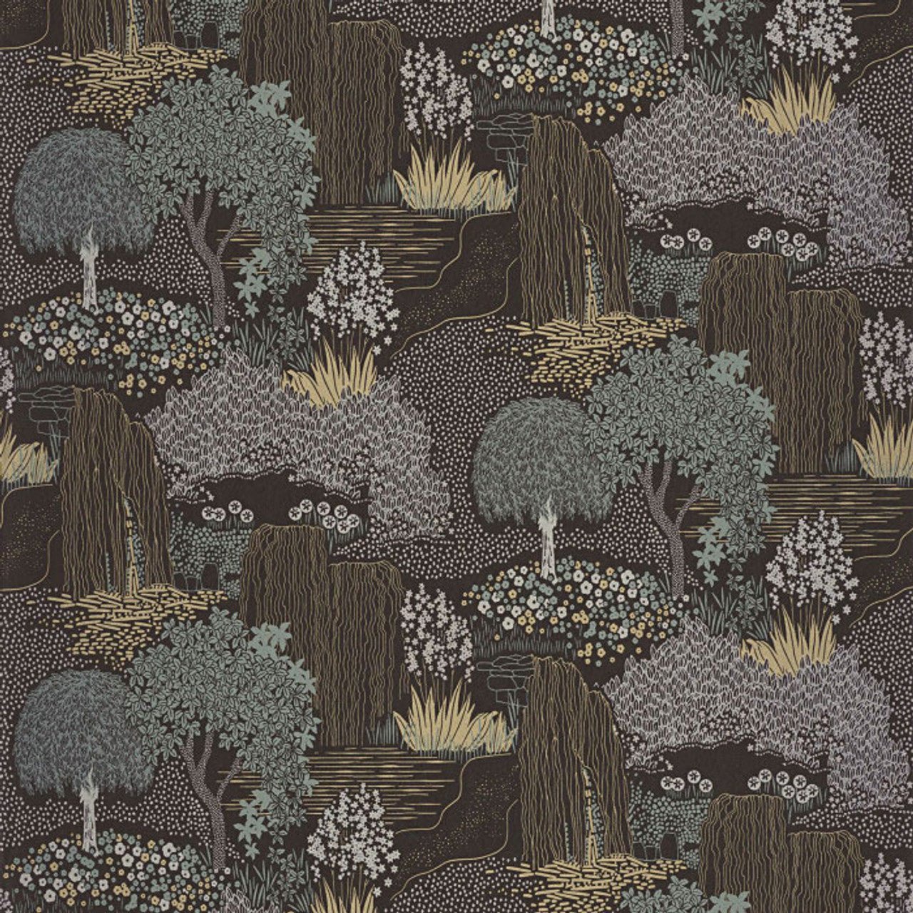 Niwa Kyoto Wallpaper - Vert Taiga - Casadeco - 88727928 - Premier Wallcovering