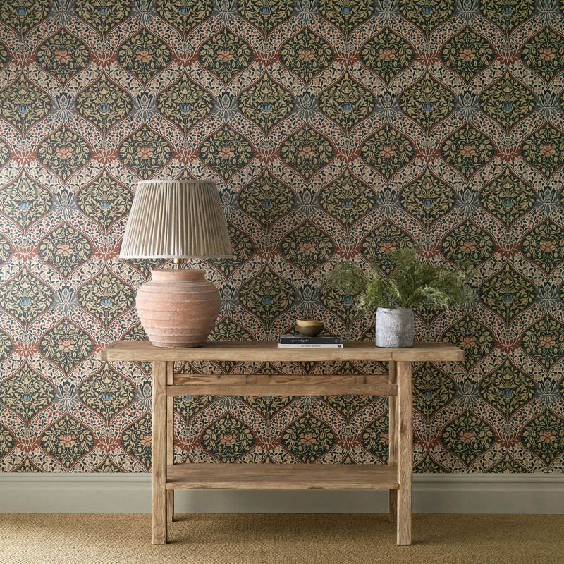 Norbury Wallpaper - Slate/Madder - Morris & Co - 217594