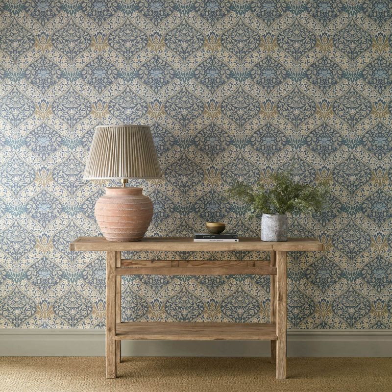 Norbury Wallpaper - Woad/Linen - Morris & Co - 217592