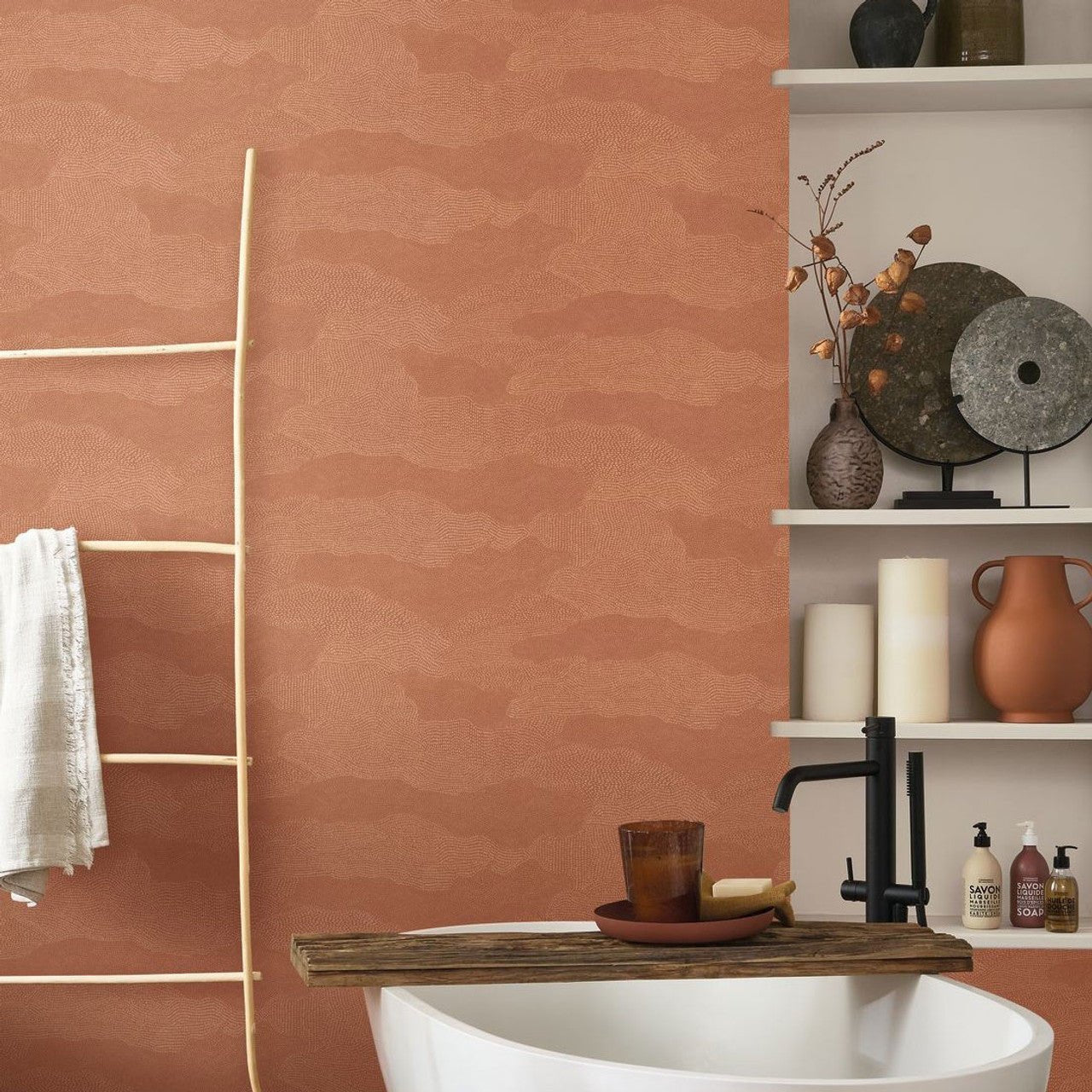 Nubio Matera Wallpaper - Terracotta - Casadeco - 201133535 - Premier Wallcovering