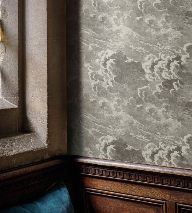 Nuvolette Wallpaper - Metallic Gilver & Charcoal - 114/2004 - Cole & Son - Premier Wallcovering